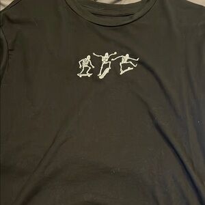 Black Graphic Tee with Skeleton Design
